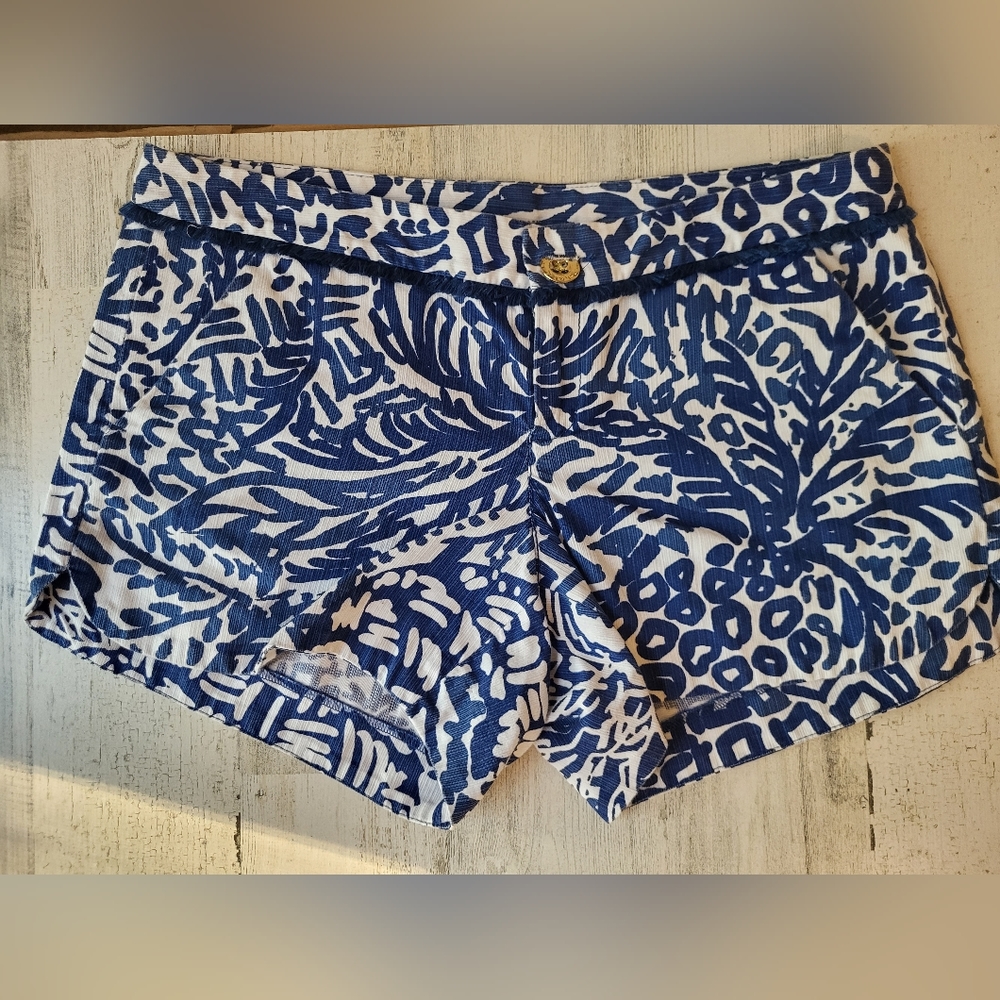Lilly Pulitzer Adie Shorts Indigo Home Slice Sz 0 MSRP 68$